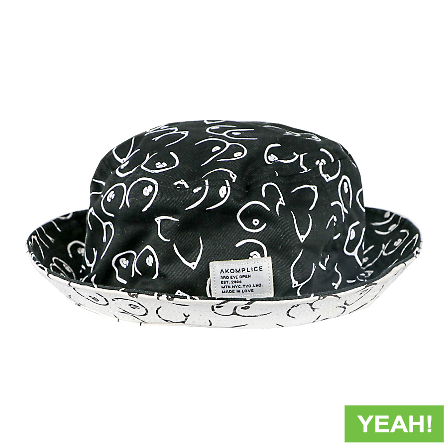 Black and White Drawing of Boobs Bucket Hat For Women Men Students